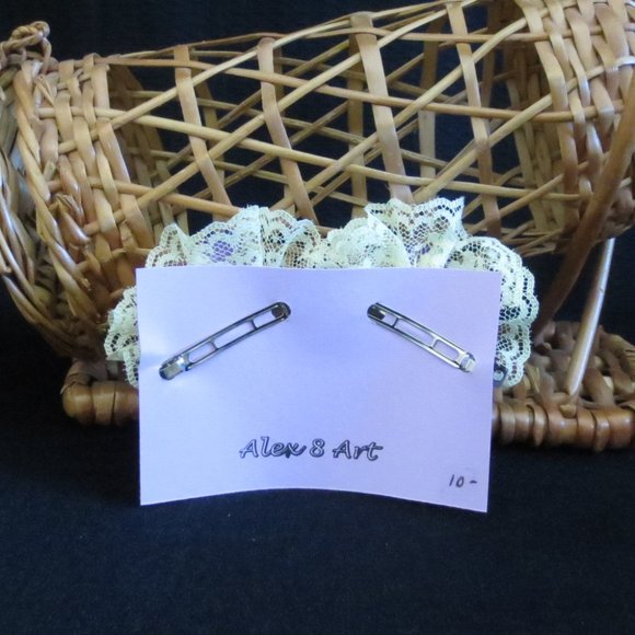 Hand Crafted Barrettes Purple Pansy Floral Lace Rhinestones for Women or Girls - Picture 3 of 9